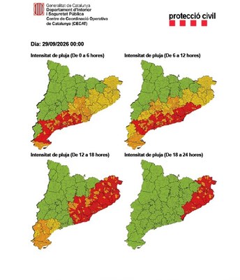 Activada la fase d’alerta del pla INUNCAT per intensitat de pluges