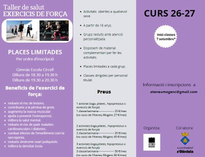 Activitats de salut i benestar organitzades per l’Ateneu Mogenc