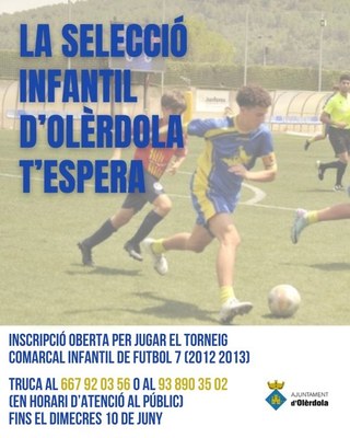 Convocatòria oberta fins aquest dimecres per formar la selecció infantil d'Olèrdola de futbol