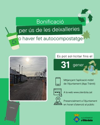 Darrers dies per sol·licitar la bonificació per ús de les deixalleries o per haver fet compostatge casolà