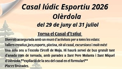 Fins dimecres es poden fer les inscripcions al Casal d’Estiu i a l’Estiu Jove