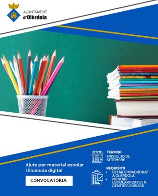 Fins el 30 de setembre es poden sol·licitar els ajuts per material escolar