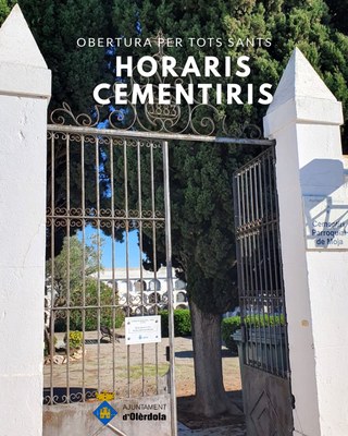 Horaris especials d’obertura als cementiris aquest cap de setmana per Tots Sants