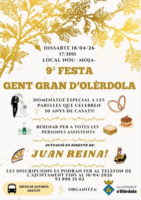 Inscripcions obertes  per a la  9a Festa de la Gent Gran d’Olèrdola