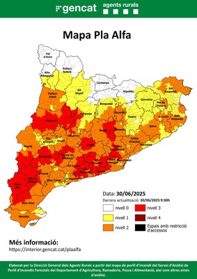 Nivell 3 del Pla Alfa per perill molt alt d’incendi forestal