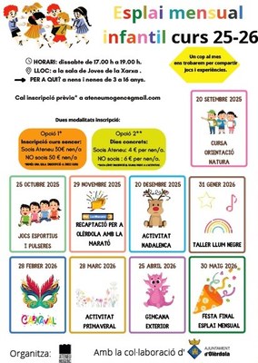 Represa a Moja de les sessions d’esplai mensual infantil