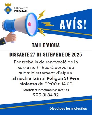Tall d’aigua al poble i al polígon de Sant Pere Molanta dissabte al matí