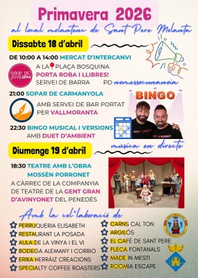 Un mercat d’intercanvi de roba i llibres, gran novetat de la Festa de la Primavera de Sant Pere Molanta